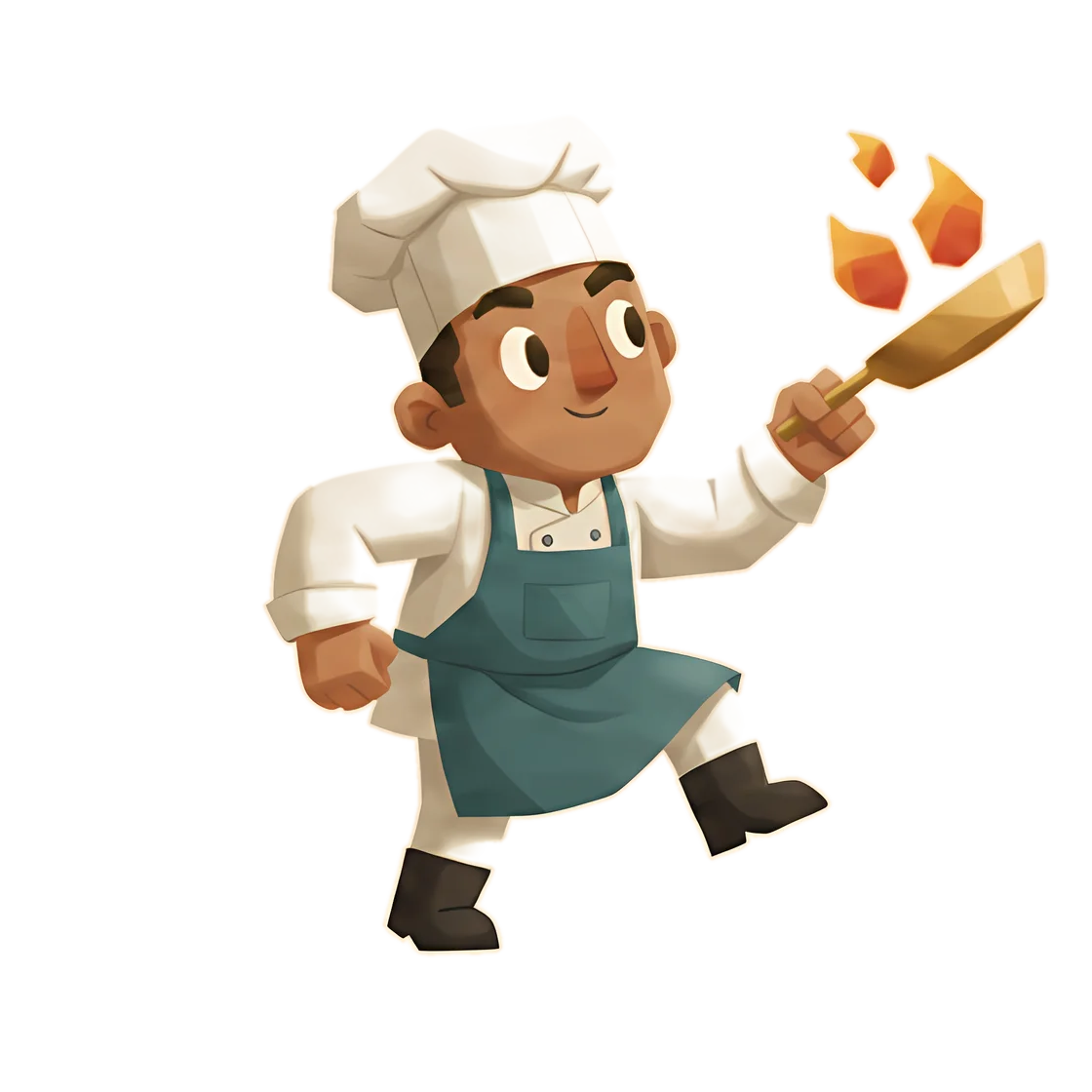 Chef flipping a pan in a restaurant kitchen